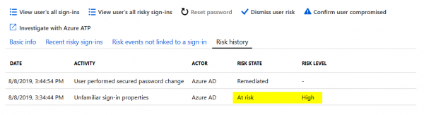 risky sign in azure ad
